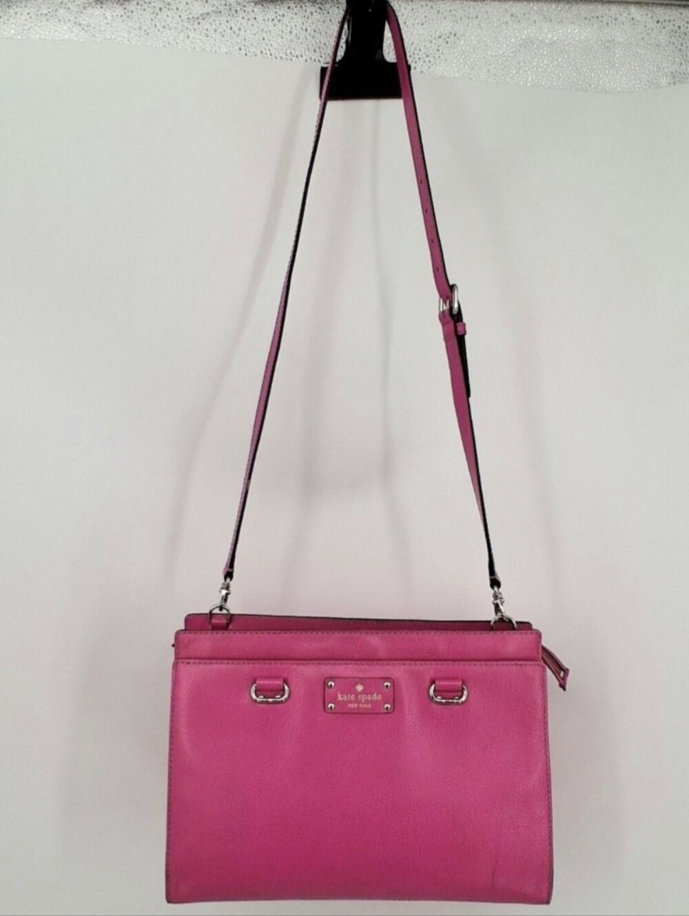 Kate Spade Wellesley Durham Neon Pink Leather Satchel Crossbody -AS IS